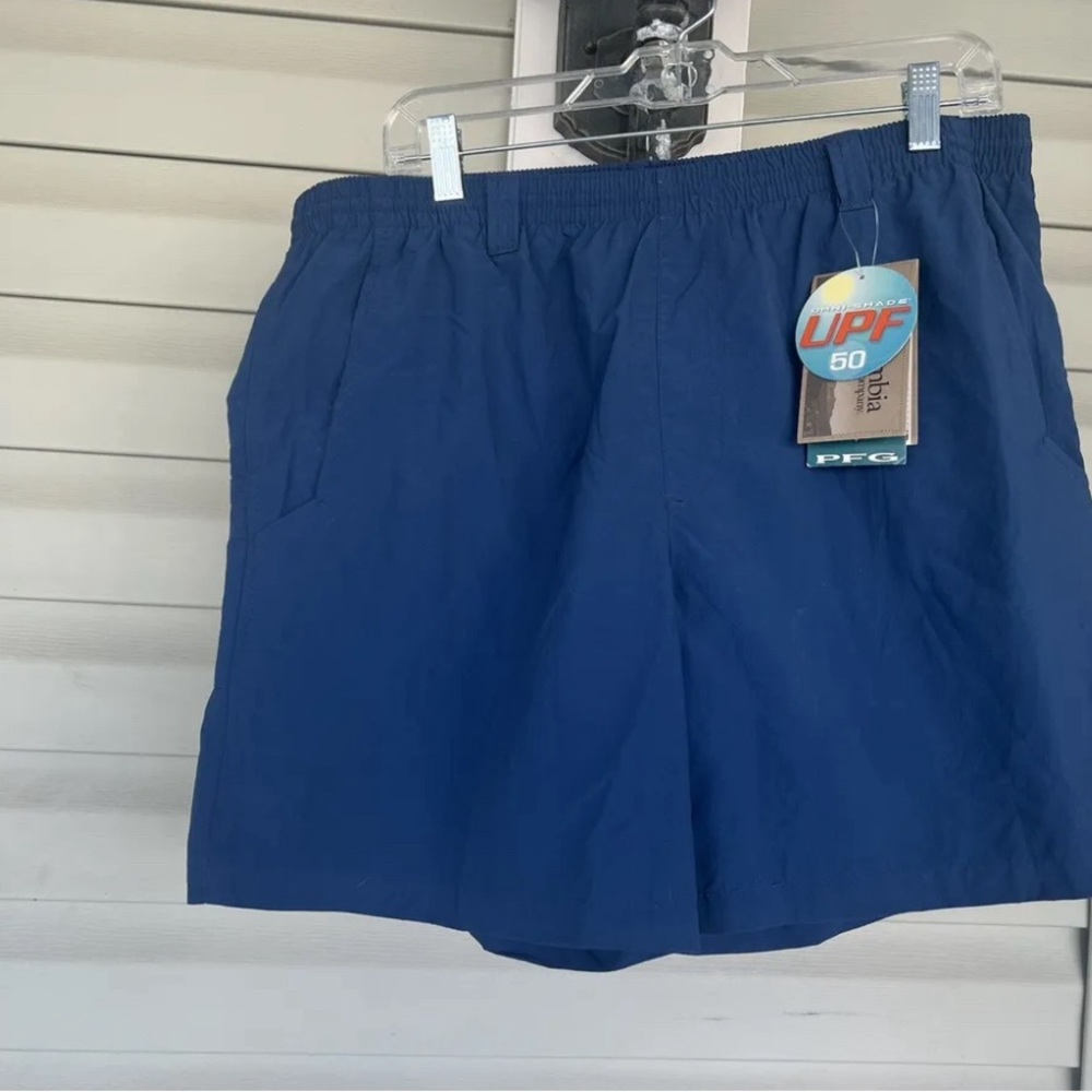 Columbia Backcast II Water Trunk Shorts BLUE OmniShade UPF 50 SZ L MENS PFG NWT
